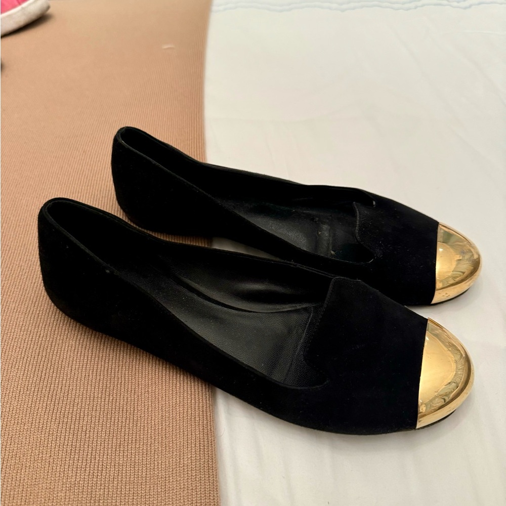 YSL Elegant Black and Gold Women's Flats